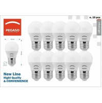 10 LAMPADE LED SFERA OPALE G45 7WATT 6000K fredda E27 A+ LAMPADINA PEGASO