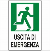 CARTELLO SEGNALETICO USCITA DI EMERGENZA destra TARGA 20X30 TABELLA PVC PLASTICA