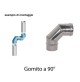 CURVA A GOMITO ACCIAIO CHIUSA 90° PER CANNA FUMARIA ACCIAIO INOX D° 80 CAMINI 