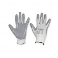 GUANTO GUANTI NITRILE TG. 8 GRIGIO COTONE PLASTICA PROTEZIONE LAVORO SICUREZZA