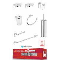 KIT ACCESSORI BAGNO SET cromato e abs METAFORM ZERO 8 pezzi portarotolo scopino