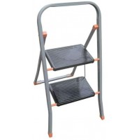 SGABELLO ACCIAIO tinto 2 GRADINI LARGHI SCALA PIEGHEVOLE SALVASPAZIO facal 150KG