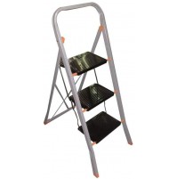 SGABELLO ACCIAIO tinto 3 GRADINI LARGHI SCALA PIEGHEVOLE SALVASPAZIO facal 150KG